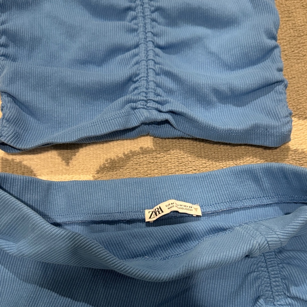 Zara Ribbed Blue Co-Ord Set - Picture 2 of 2